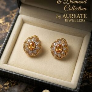 Imperial Amber & Diamond Studs