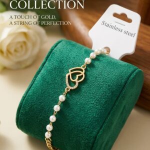 Stainless Steel Pearl Heart Bracelet